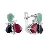 Silver Earrings with 3.73ct Natural Ruby, Sapphire, Emerald (2112303)