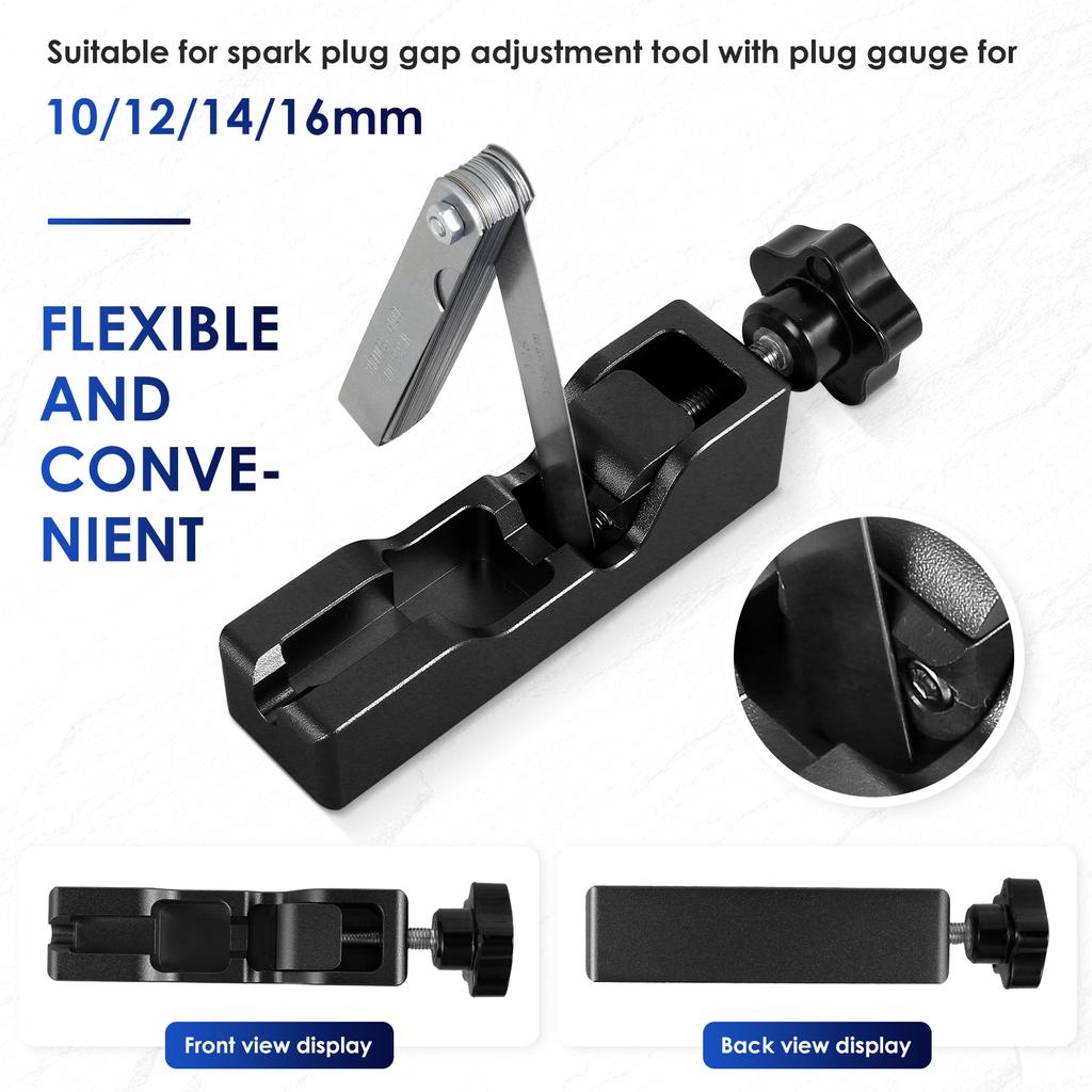 Инструмент для измерения зазора свечей зажигания, универсальный, регулируемый зазор свечей зажигания, компрессия электродов 10 мм, 12 мм, 14 мм, 16 мм, комплект для измерения мощности с щупом