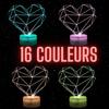 Lampe de Chevet 3D LED - Fabriquée en France - Coeur Stylisé - Multicolore - Télécommande - Tactile