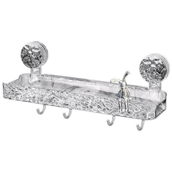 Bathroom Storage Rack with Hooks Transparent Wall-mounted Punch-free Self-adhesive Great Load Bearing Anti-slip Cosmetic Toothpaste