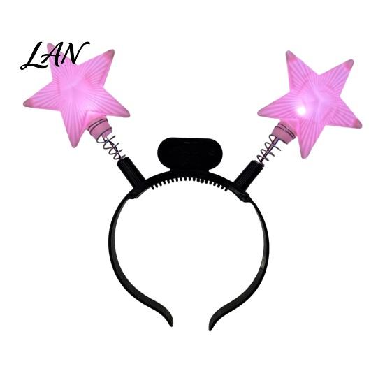 One-button Switch Hairband LED Star Headband with Spring, Light Up Wobble Hair Hoop Shape for Party Concert, Glowing Festival Prop Kids Adults,
