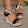 Sandalias De Mujer Verano 2024 Cross Strap Thick Bottom Waterproof Platform Slope Heel Open Toe Sandals Casual Fish Mouth Shoes