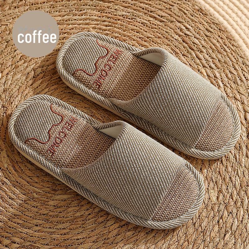 Туфли из льна и хлопка: Большие бесшумные домашние тапочки для женщин и мужчин на весну/осень