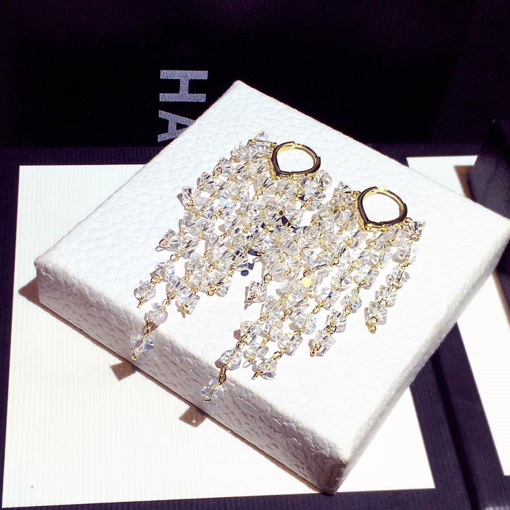 1 пара модных блестящих длинных серег с кисточками, роскошные элегантные висячие серьги, ювелирные изделия