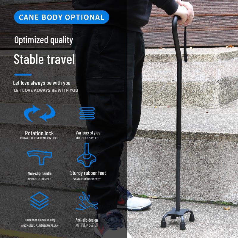 Телескопические костыли из алюминиевого сплава для пожилых людей с изогнутой ручкой