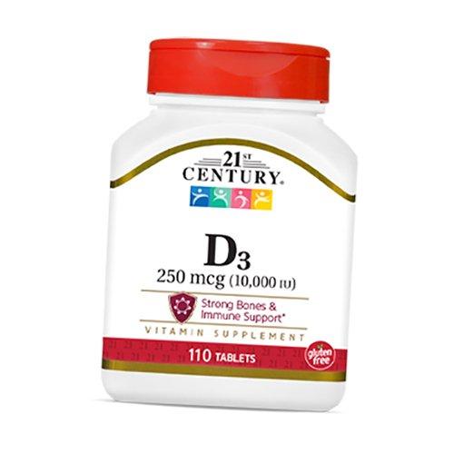 Витамин Д3, Сильные кости и поддержка иммунитета, Vitamin D3 10000, 21st Century 110таб (36440068)