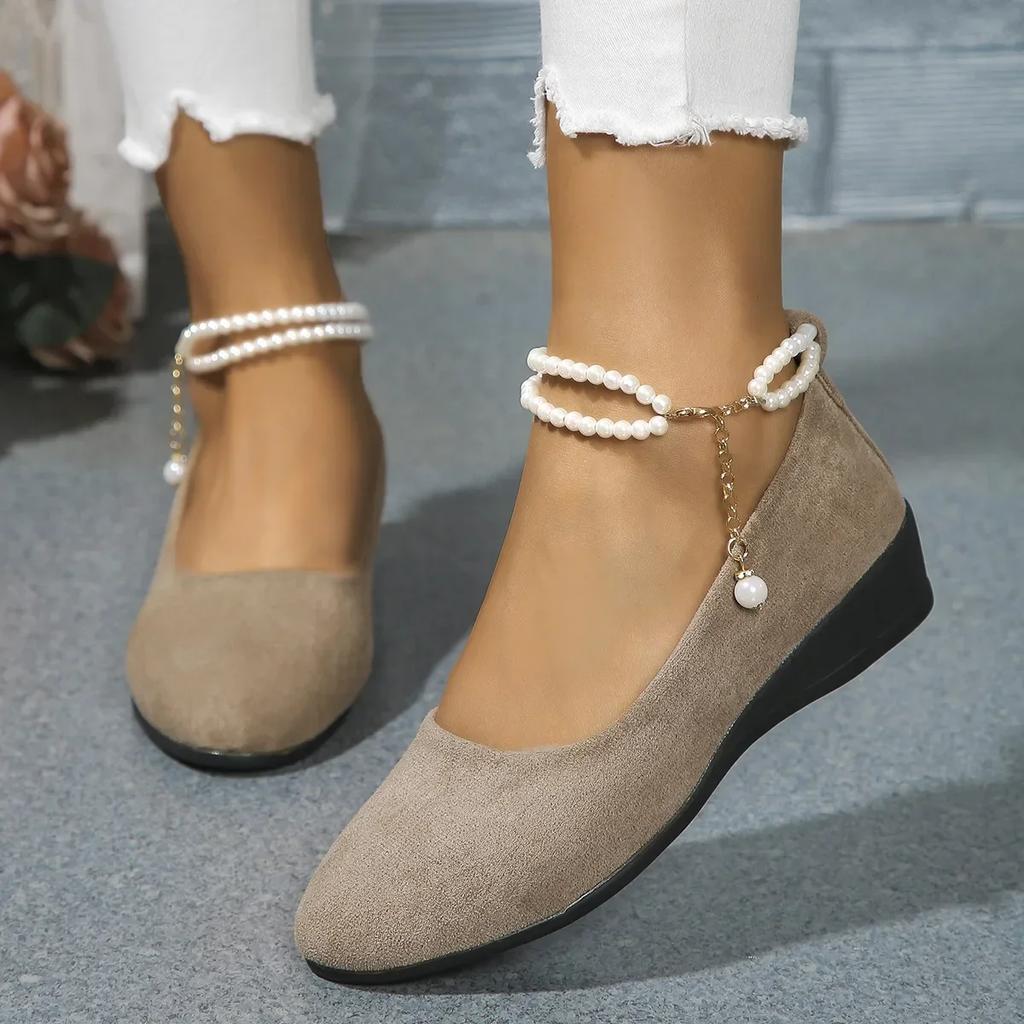 Summer Round Toe Comfortable Casual Bow Solid Color Retro Women's Shoes Shallow Mouth Breathable Light Wedge Platform Shoes