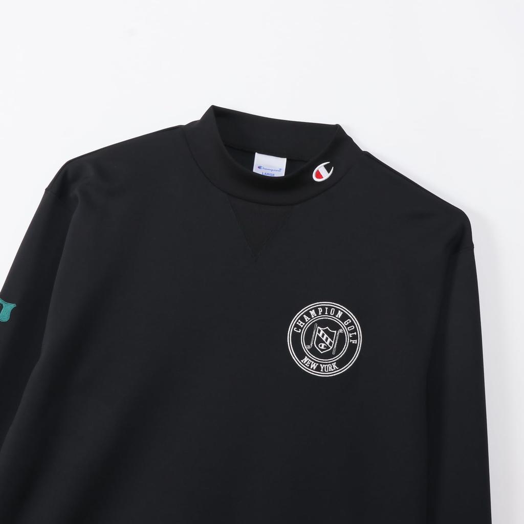 Футболка с длинным рукавом и графическим логотипом Quick UV Graphic Logo с длинным рукавом и воротником-стойкой, черная [Champion], рукав, сушка, защита, принт, рубашка, гольф, C3-AG401,