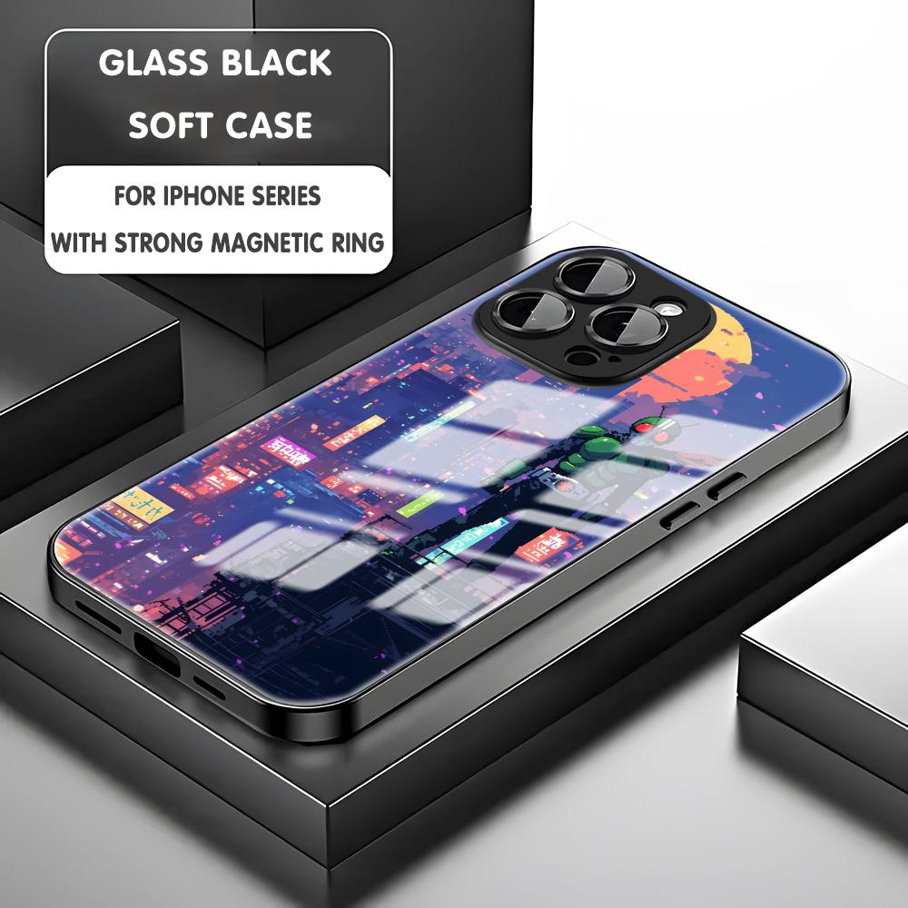Чехол для телефона Kamen Rider для iPhone17 16 15 14 13 12 11 X XR XS 8 Plus Mini Pro Max Стеклянный Магнитный Чехол