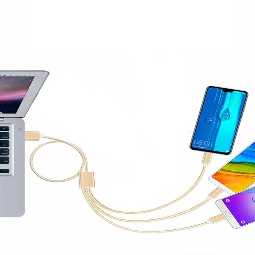 USB 2.0 Тип A Мужской на 3 Тип C Мужской Разветвительный Кабель USB Мульти Зарядный Кабель Разъем Для Телефона Высокоскоростной