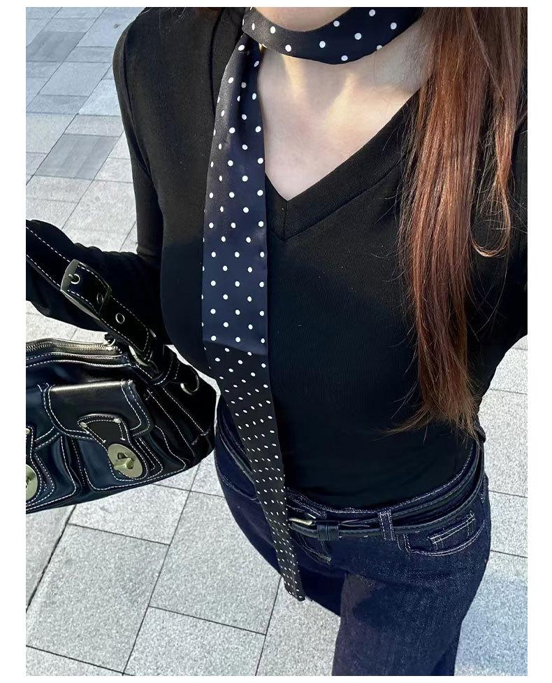 Women's Slim Fit Long-Sleeve White T-Shirt - Autumn 2025 Cinch Waist Innerwear 