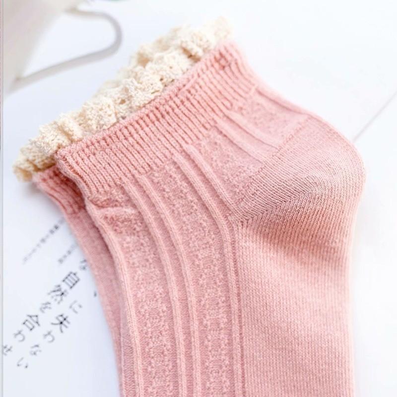 Корейские милые носки для женщин с кружевными оборками, мягкие хлопковые носки для пар студентов