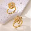 Fashion Hundreds of Personalized Rotatable Diamond-encrusted Four-leaf Flower Slightly Inlaid Zircon Ring Opening Adjustable Jewelry