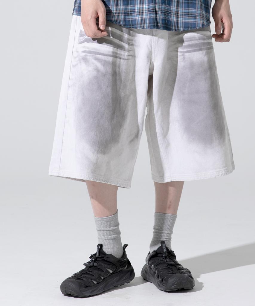 XTONZ Xp287 Dirty Washed Bermuda Cotton Pants (White)