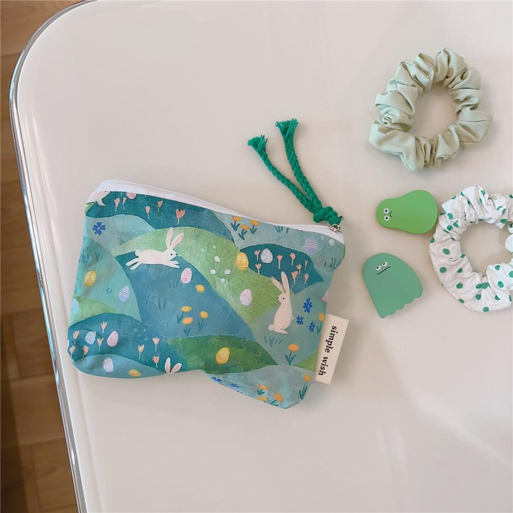 Mini Cotton Floral Organizer Bags for Women Bag Small Fabric Cosmetic Make Up Bag Little Purse Coin Pouch Children Cosmetic Case