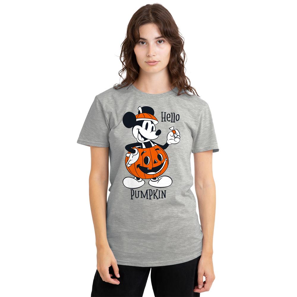 Disney Womens/Ladies Hello Pumpkin Mickey Mouse Heather T-Shirt