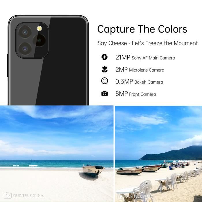 OUKITEL C21 Pro Smartphone 64 Go 6.39" 21MP Caméra Android 11 Téléphone portable Double Sim GPS - Noir