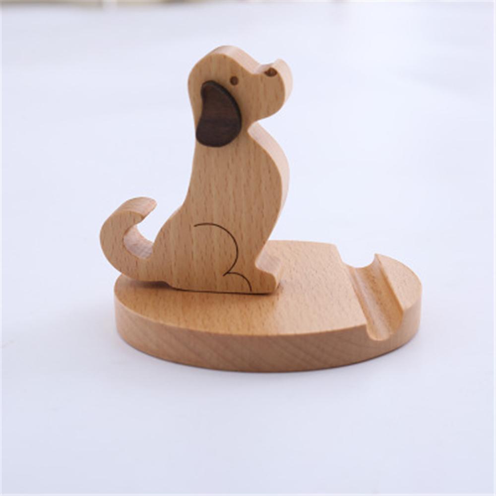 Cell Phone Cute Dog Wood Wooden Smartphone Standing Phone Holder Stands Phone Bracket
