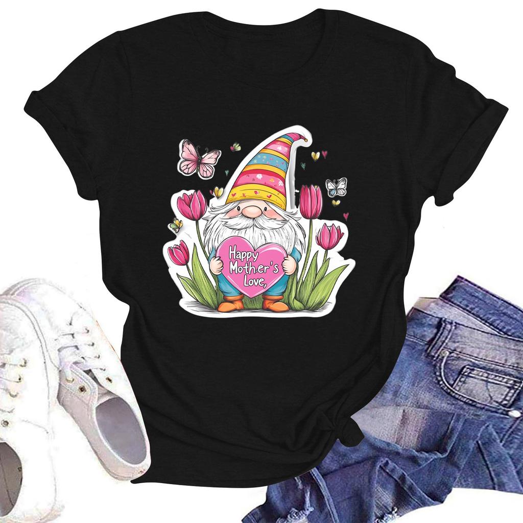 Женская повседневная футболка с круглым вырезом и короткими рукавами с принтом