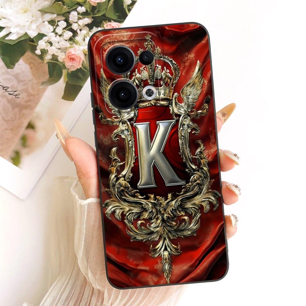 Чехол для Oppo Reno13 CPH2689 PKM110 Чехол для Oppo Reno 13 Роскошный Модный Силиконовый Чехол с 2D Рисунком Буквы А-Я Корона