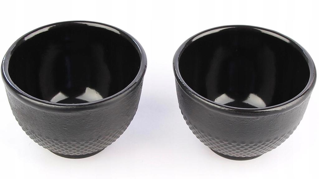 CAST IRON CUPS AND BOTTLES SET FOR 6 PEOPLE FOR TEA AND HERBS 100 ml BLACK