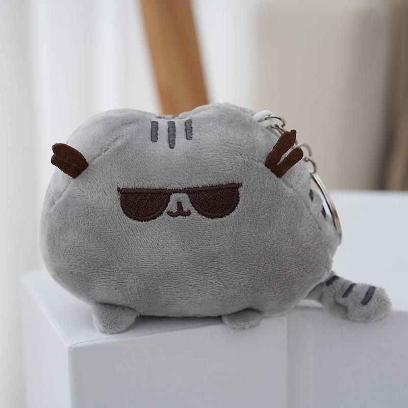 Cartoon cat Plush Keychain toy Cat Doll Backpack Ornaments Pet Toy Peluches Graciosos Stuffed Car Keychain Women Holiday Gifts