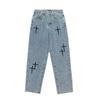 Jeans Men's Straight Leg Loose Spring and Autumn Korean Version Trendy Casual Men's Cropped Pants Hong Kong Style Wide Leg Pants