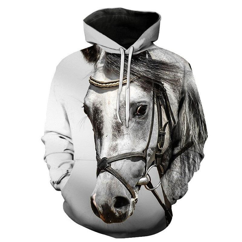 Men's Sweatshirt Wild Horse Stallion Animal 3D Digital Print Men's Hoodie Top