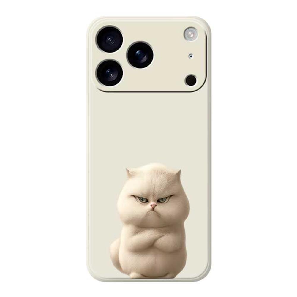 For iPhone 17 Pro Max Case Angry Cat Pattern Printing Straight Edge TPU Phone Back Cover