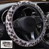 1Pc Auto Fluffy Winter Universal Leopard Print Gray Interior Accessories Car Steering Wheel Cover