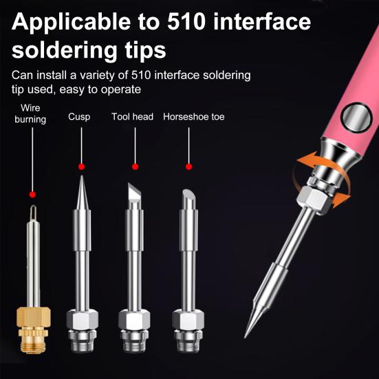 Электрический паяльник в комплекте с регулируемой температурой, быстрый нагрев, портативный, легкий дизайн, перезаряжаемый беспроводной паяльник-ручка