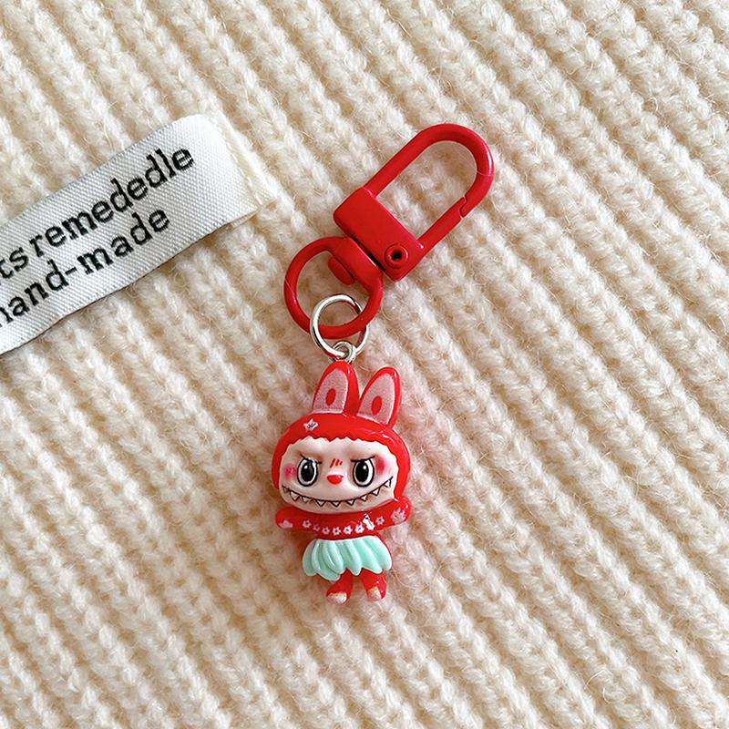 Cartoon Novelty Labubu Keychain Pendant Car Keychain For Women Girls Kawaii Exquisite Backpack Decoration Accessories Gifts
