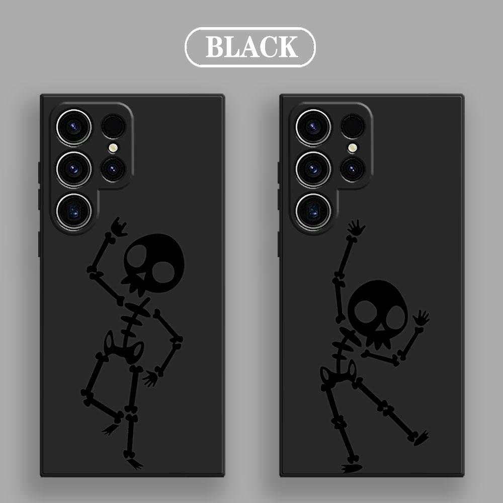 Black Skull Cute Phone Case For Samsung Galaxy S26 Ultra Cases S25 FE S24 S23 S21 Ultra S20 S24 FE S22 S26 Plus 5G Black Cover