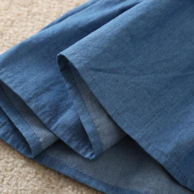 Джинсовая юбка для девочек, летняя тонкая юбка трапециевидной формы, плиссированная юбка