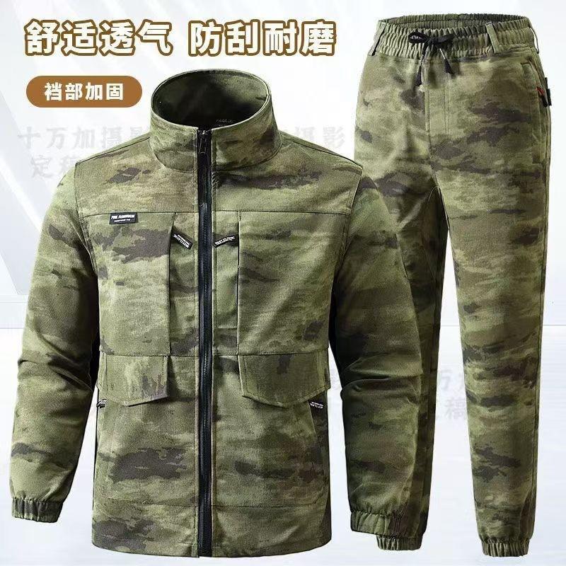 Mens Camo Tactical Workwear Set Breathable Stretch Loose Fit Hiking Camping Outdoor Sports