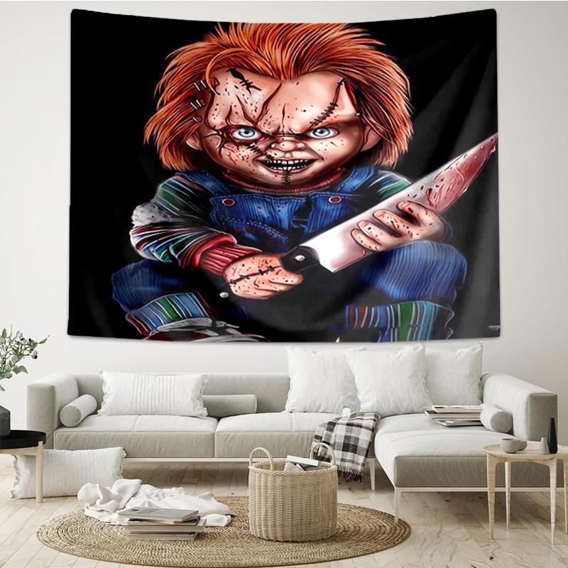 Chucky's Halloween Horror Tapestry Hanging for Bedroom,Livingroom, Playroom,Decor Art Room Wall Tapestry Holiday and Birthday Gifts