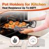 5 Pack Pot Holders for Kitchen Heavy Duty Hot Pads, Hot Pads for Kitchen,8 Inch Square Potholders for Cooking, Baking & Grilling (Black)
