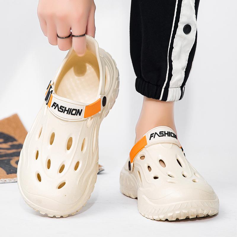 Новые мужские сандалии для отдыха на природе, спортивные тапочки, пляжные шлепанцы, дышащие сабо, мужская повседневная садовая обувь, нескользящие мужские сандалии для походов на природе