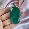 Изумрудный кулон с серебряным ожерельем-цепочкой из стерлингового серебра 925 пробы