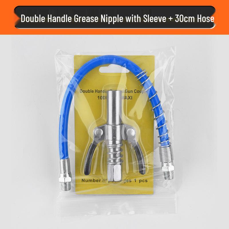 Насадка для шприца для смазки высокого давления с фиксирующими плоскогубцами и самоблокирующейся плоской головкой