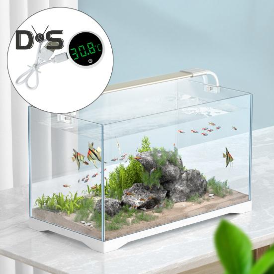Fish Tank Digital Thermometer LED Display Aquarium Thermometer Cordless Stick-On Design Terrarium Water Temperature Measurement