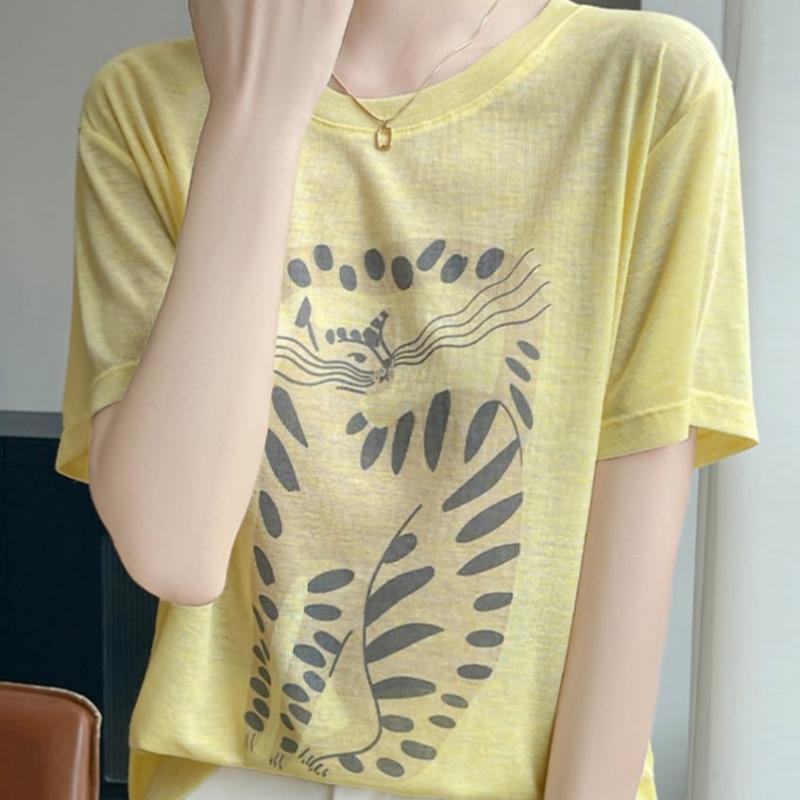 Navava Women PrinTing Loose FiT Round Neck ShorT Sleeve T shirT nT3294