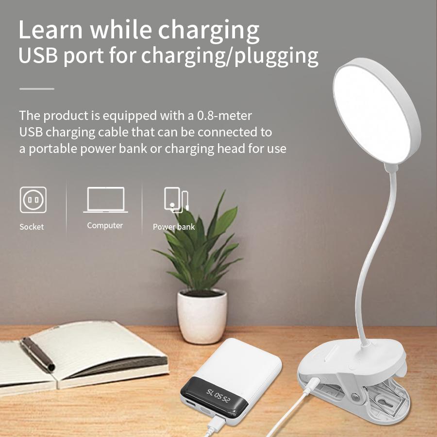 Xiaomi Clip-On LED Desk Lamp Dimmable Eye Protection Reading Light USB Rechargeable Flexible Gooseneck Clamp Lamp for Bedroom Office