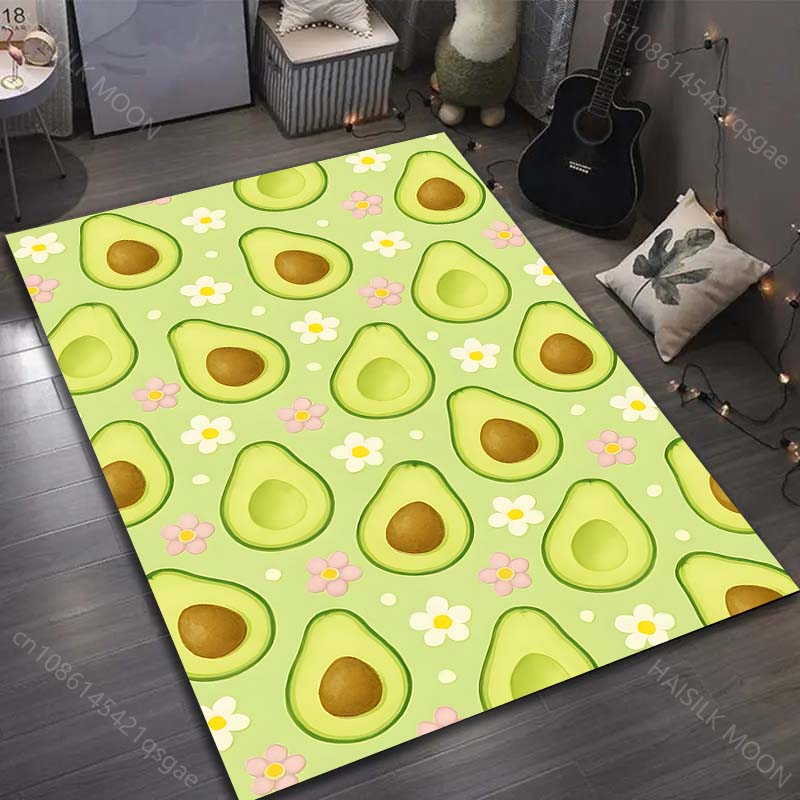 Multiple sizes Floral Avocado Rug Pattern Carpet for Living Room Bedroom Sofa Home Decor Non-slip Floor Mat Luxury Gift
