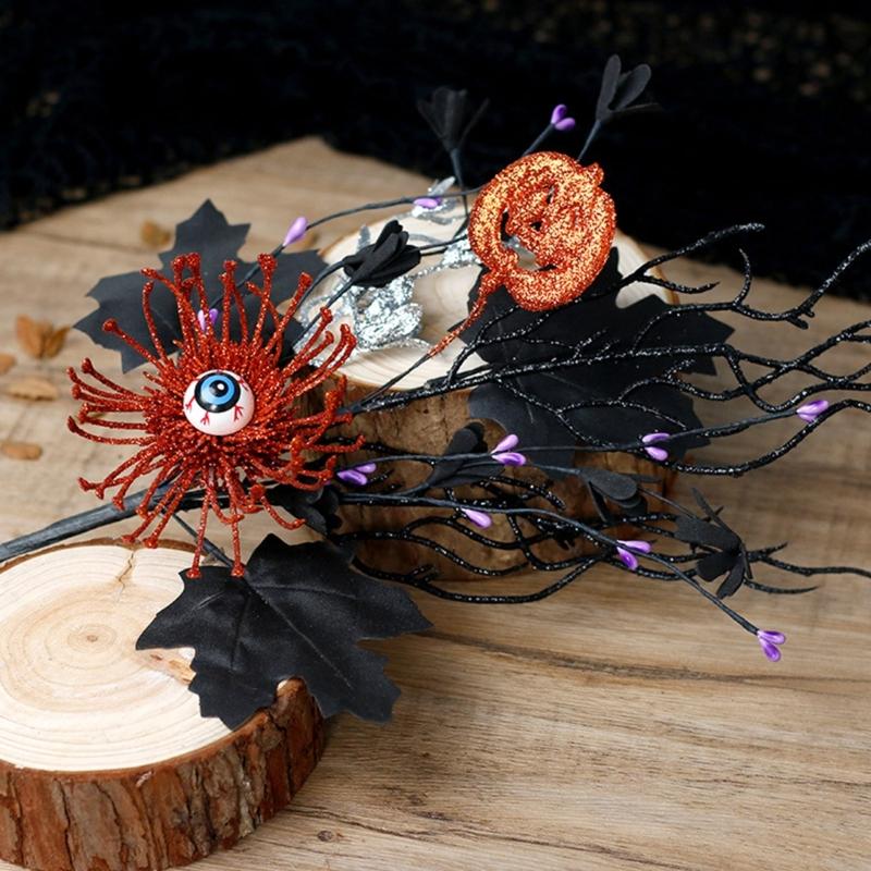 Halloween Eyeballs Stem With Textured Maple For Window Display Decoration