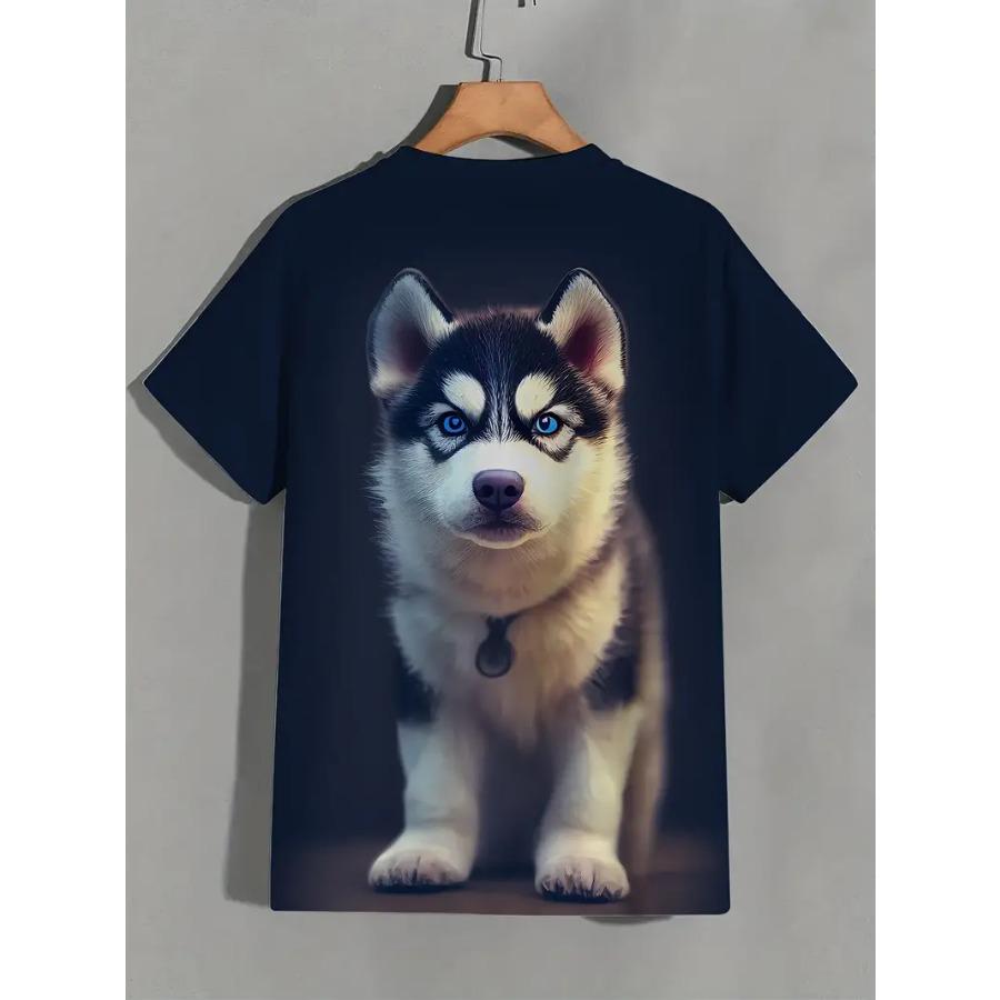 Мужская футболка с круглым вырезом и коротким рукавом с забавным принтом собаки, удобная и универсальная, для лета