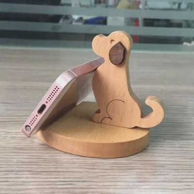 Подставка для мобильного телефона из цельного дерева с рисунком щенка - универсальная настольная подставка с бесплатным логотипом