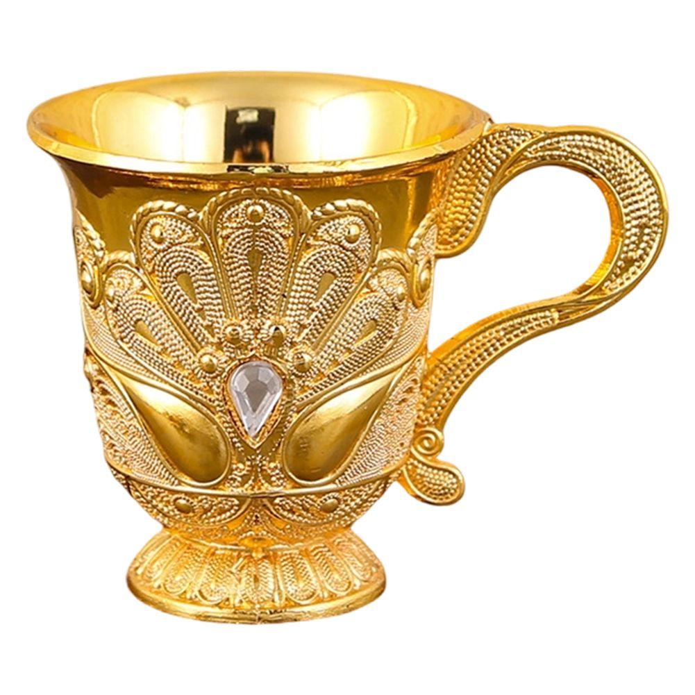 Zinc Alloy Metal Wine Drinking Cup Vintage Goblet for Picnics Bar and Home Use with Inlay 50mm Mouth 54mm Height 30mm Bottom