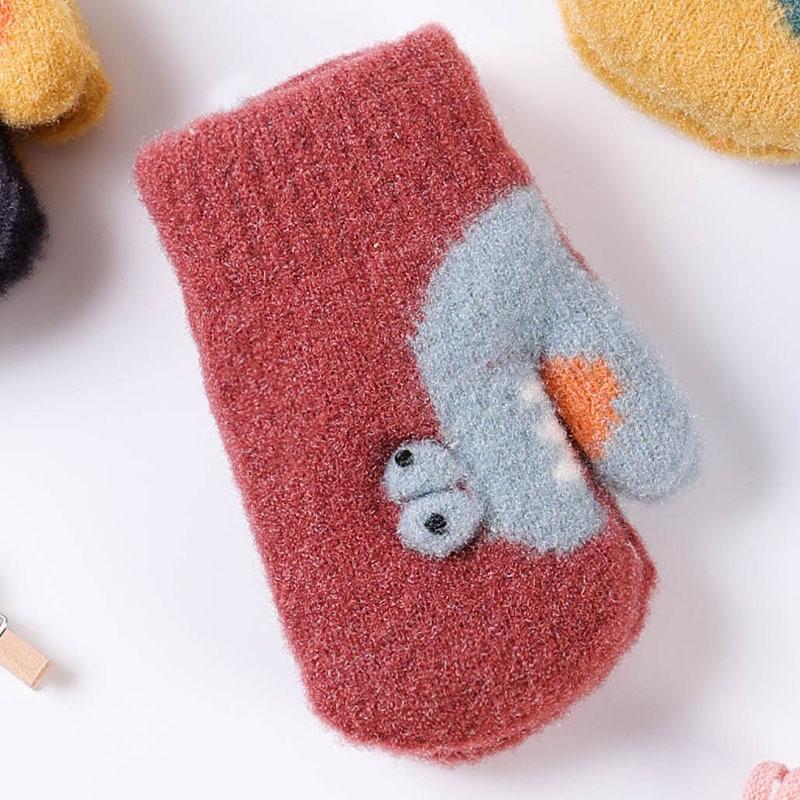 Детские термоперчатки Xuehuaxiu, милые мультяшные вязаные на шее, двухслойные бархатные утепленные варежки оптом