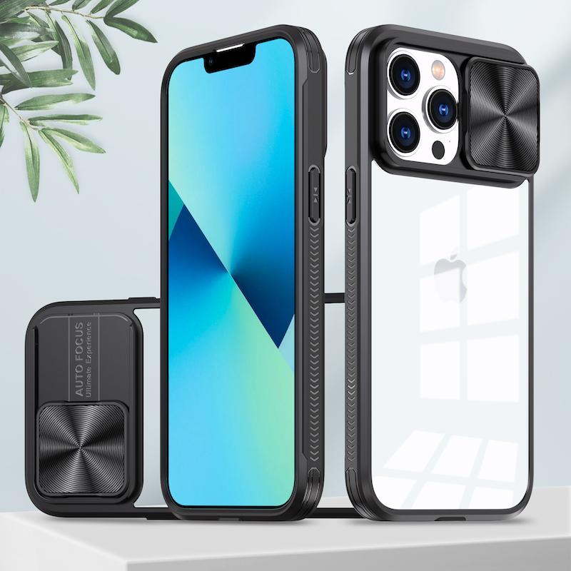 Роскошный чехол-слайдер для защиты объектива камеры для iPhone 15 14 13 12 11 Pro Max X XS XR 7 8 Plus SE3 Бампер Противоударный Прозрачный Чехол
